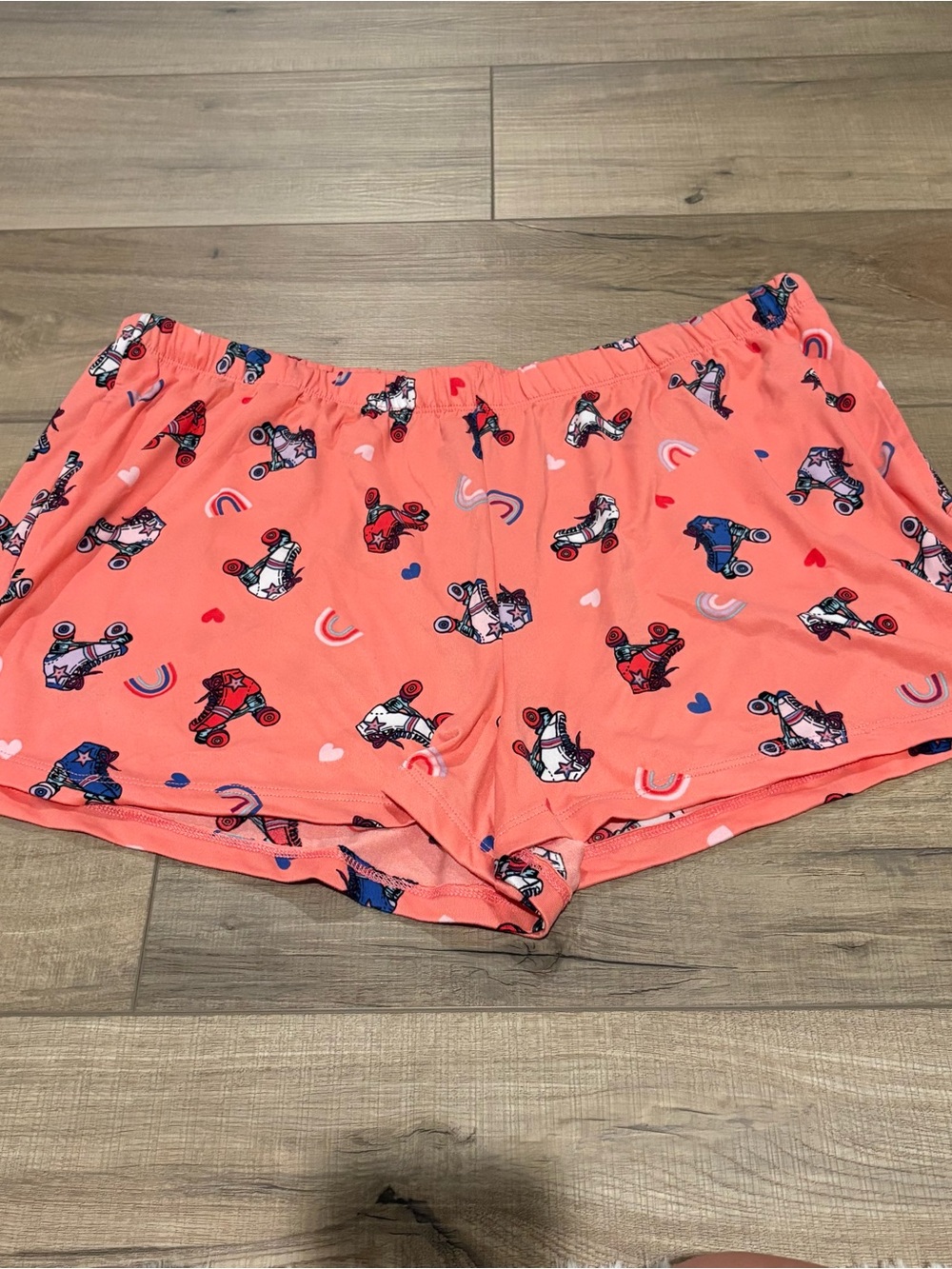Joyspun Women's pocket Pajama Shorts Roller Skate Hearts Epic coral large